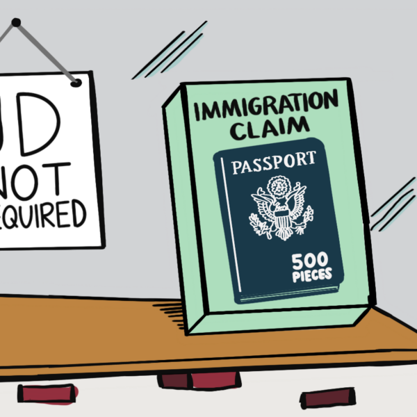 Cartoon depicting non-lawyer legal services in agency immigration litigation