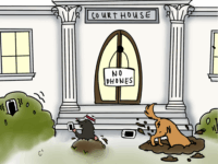 Cartoon depicting courthouse cellphone bans