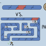Cartoon depicting a pizza tracker's linear progress versus PACER's less user-friendly court record system